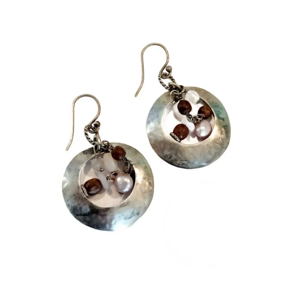 Silpada Rose Quartz + Pearl Earrings